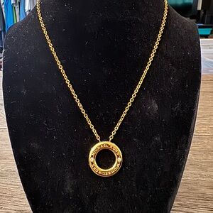 Michael Kors Gold Logo Circle Pendant Necklace